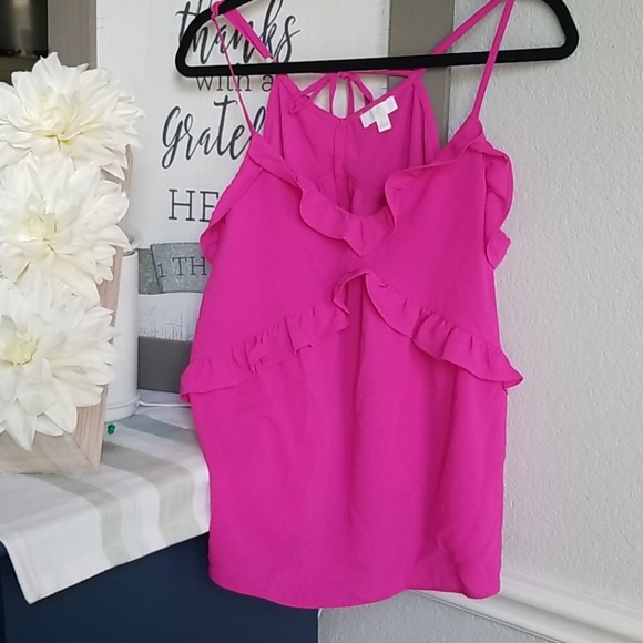 Charming Charlie Magenta Strappy Summer Top sz L - Picture 1 of 3